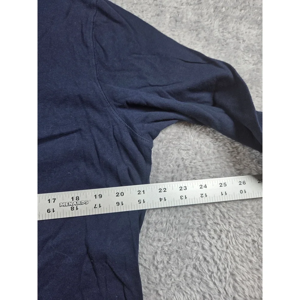 George Mens Long Sleeve Crewneck T-Shirt Navy Blue Size Large Cotton Tee - Picture 4 of 6